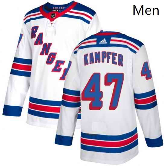Mens Adidas New York Rangers 47 Steven Kampfer Authentic White Away NHL Jersey